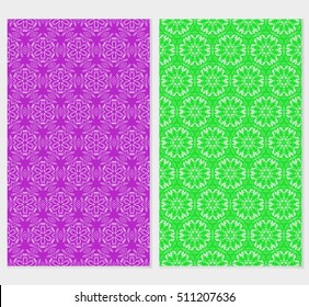 Set of abstract geometry flower seamless pattern. Vector illustration. For design clothes, greeting card, scrapbook, wallpaper fills