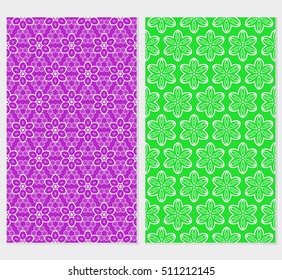 Set of abstract geometry flower seamless pattern. Vector illustration. For design clothes, greeting card, scrapbook, wallpaper fills