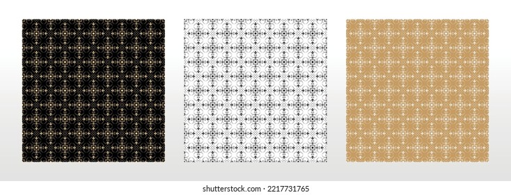 Set abstract geometry patterns in Arabian style. Seamless vector background. Colored graphic ornament. Simple lattice graphic design