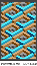 un póster de geometría abstracta de conjunto o un patrón isométrico 3d, para portada y afiche retro. Colección de tapas de cosecha frescas. fondo de composiciones coloridas y modernas.