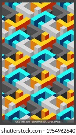 un póster de geometría abstracta de conjunto o un patrón isométrico 3d, para portada y afiche retro. Colección de tapas de cosecha frescas. fondo de composiciones coloridas y modernas.