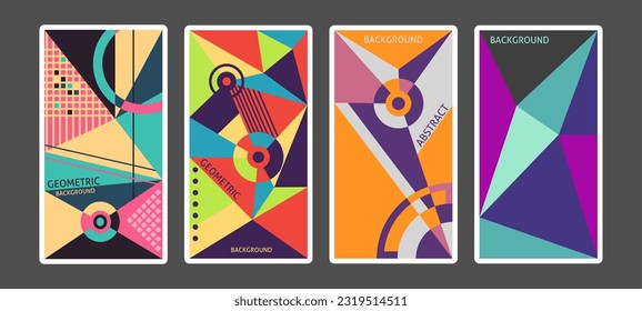 Set of abstract geometry, simple square pattern arrangement with color variant composition, background design for covers, posters, brochures, cards, advertising banners, etc.