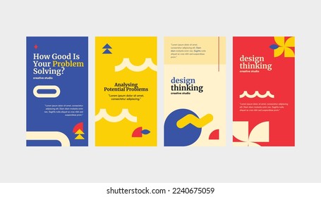 Set of abstract geometry standee roll-up banner and social media story template