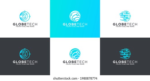 Set of abstract globe logo design template