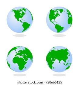 Set of Abstract Globe with World Map. 3D Vector Illustration.