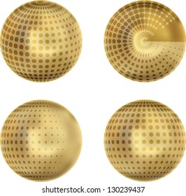 set of abstract globes with halftones