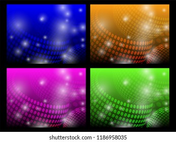 Set of abstract glowing backgrounds. Vector illustration.