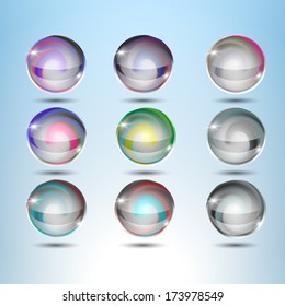 Set of abstract glowing balls for your design, vector illustration, eps10, 2 layers