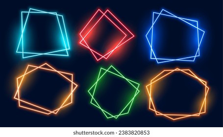 conjunto de marco de neón resplandeciente abstracto con vector de espacio vacío