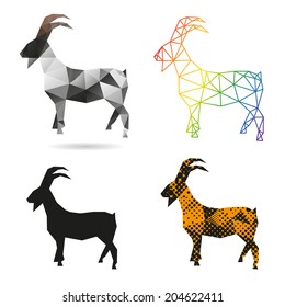 Set of abstract goats, vector illustration