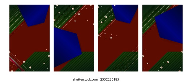 Set Abstract gold background luxury dark blue and golden line template premium vector
