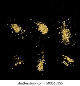Set of abstract gold glitter splatter background for the card, invitation, brochure, banner, web design.