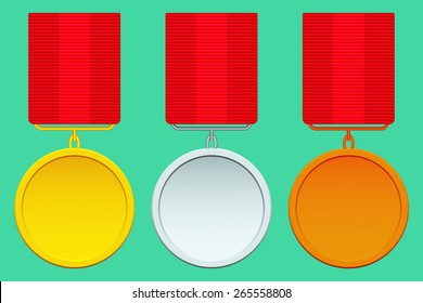 Set of the abstract gold, silver and bronze medals