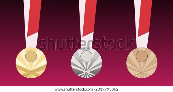 set of\
abstract  gold, silver, and bronze\
medals