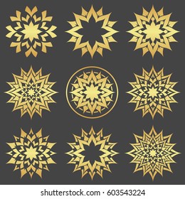 Set of abstract gold stars. Decoration element.