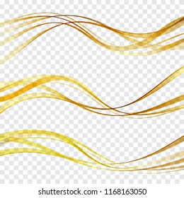 Set Of Abstract Gold Wave Design Elements.