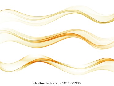 Set of abstract gold wave design elements,Gold wave flow