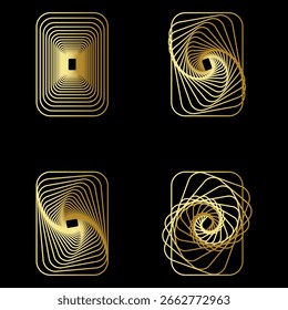 Set von abstrakten goldenen Dreieck Linie Art Designs - Moderne geometrische Formen