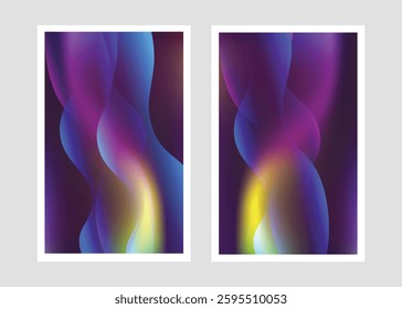 Set Abstract Gradient Background Colorful Liquid Flow, Dynamic Gradient Design Vibrant Abstract Gradient with 3D Effect, Modern Colorful Flow Background, 