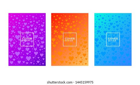 SET ABSTRACT GRADIENT BACKGROUND WITH LOVE GEOMETRIC SHAPE MODERN COVER DESIGN VECTOR. GOOD FOR MODERN WALLPAPER ,COVER POSTER DESIGN