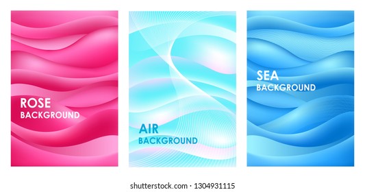 Set of abstract gradient background with waves. Vector illustration