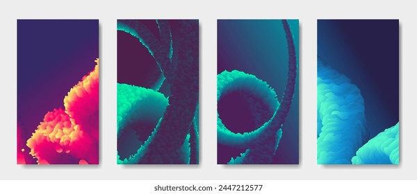 A set of abstract gradient backgrounds with 3d fluid effect