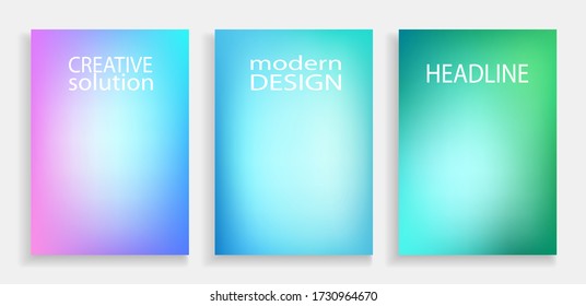 Set of Abstract gradient backgrounds in bright colors. Colored vector illustration without transparency. Vector patterns background for cover, banner and poster template design.