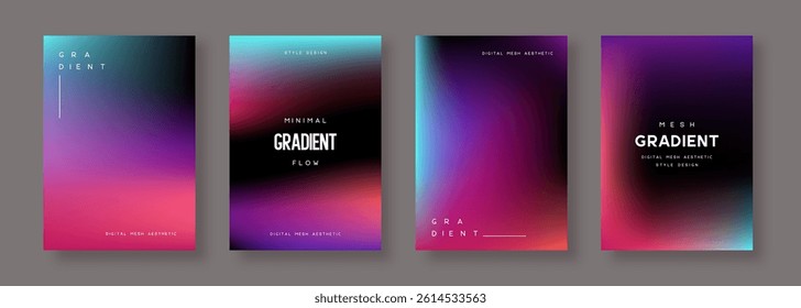 Set of abstract gradient backgrounds. Turquoise, purple, pink and black colors. Vector.