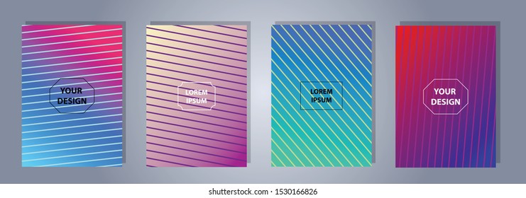 Set of abstract gradient banners. Minimal style color background. Template for wallpaper, mobile app, screen