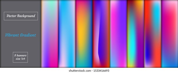 Set of abstract gradient banners. Minimal style color background. Template for wallpaper, mobile app, screen