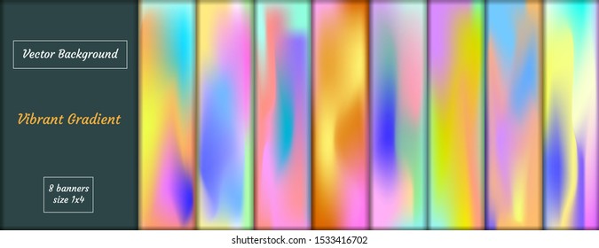 Set of abstract gradient banners. Minimal style color background. Template for wallpaper, mobile app, screen