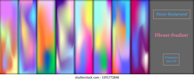 Set of abstract gradient banners. Minimal style color background. Template for wallpaper, mobile app, screen