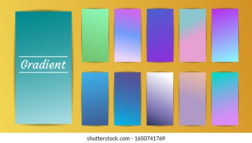 Set of abstract gradient banners. Minimal style color background. Template for wallpaper, mobile app, screen