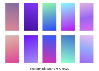 Conjunto de banners abstractos de degradado. Fondo de color de estilo mínimo. Plantilla para fondo de pantalla, aplicación móvil, pantalla