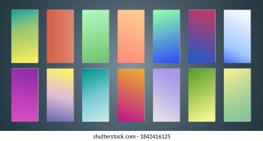 Conjunto de banners abstractos de degradado. Fondo de color de estilo mínimo. Plantilla para fondo de pantalla, aplicación móvil, pantalla