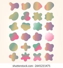 Set of Abstract gradient blobs. Organic fluid shapes collection. Modern gradient design elements. Creative abstract background elements.Colorful Design Elements.