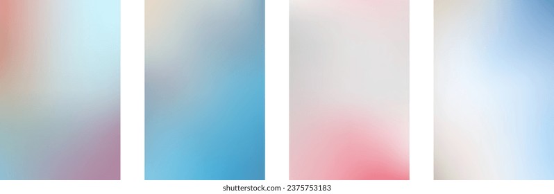 Set abstract gradient blurred background in light pastel color. Blur vector wallpaper.