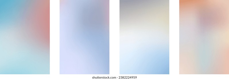 Set abstract gradient blurred background in light pastel color. Blur vector wallpaper.
