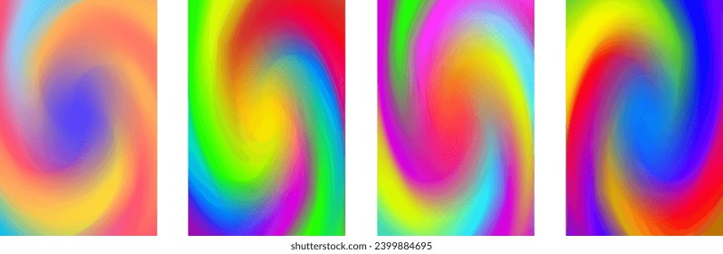 Set abstract gradient blurred background in bright vivid color. Blur vector wallpaper.