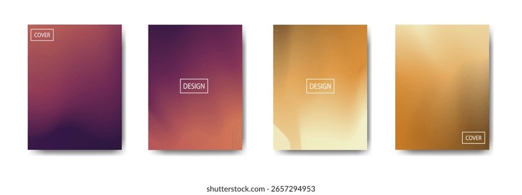 Um conjunto de desenhos de capa de livro de gradiente abstrato em tons suaves de roxo, malva, rosa e creme.