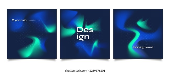 Set of Abstract Gradient Cover or Poster Design. Blurred Fluid Background