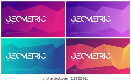 Set of abstract gradient geometric designs, colorful minimalist backgrounds. Vector illustration.