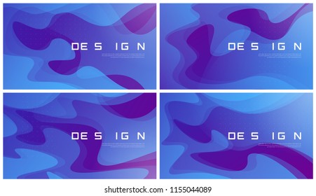 Set of abstract gradient geometric designs, colorful wavy minimalist backgrounds. Vector illustration.