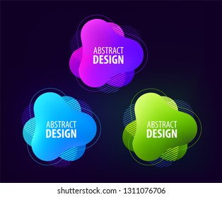 Set of Abstract Gradient geometric shapes with flowing liquid form. Dynamic Fluid trendy design elements  for your template banner poster or website presentation