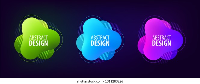 Set of Abstract Gradient geometric shapes with flowing liquid form. Dynamic Fluid trendy design elements  for your template banner poster or website presentation