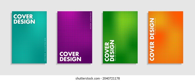 Set abstract gradient halftone dots backgrounds in vibrant colors  Modern trendy color patterns collection design  Background for cover  banner   poster template design  Vector illustration