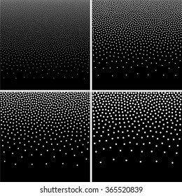 Set of Abstract Gradient Halftone Dots Background, Vector halftone dots. White dots on black background. Vector illustration 