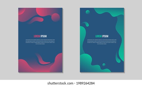 Conjunto De Formas Líquidas De Gradiente Abstracto En Fondo Oscuro. Se Puede Utilizar Para Portada, Cartel, Web O Papel De Fondo.