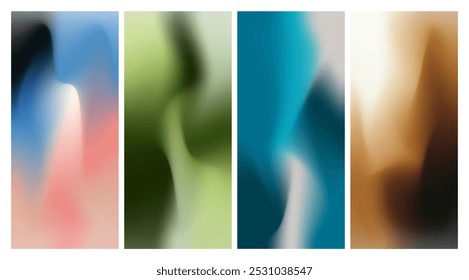 Set of abstract gradient mesh backgrounds. Colorful liquid swirl gradient design. Vector illustration