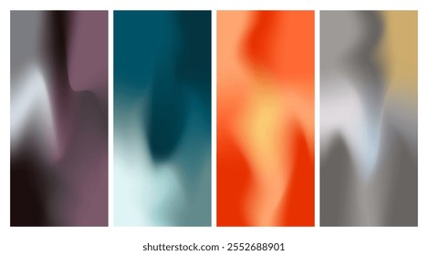 Set of abstract gradient mesh backgrounds. Colorful liquid swirl gradient design. Vector illustration